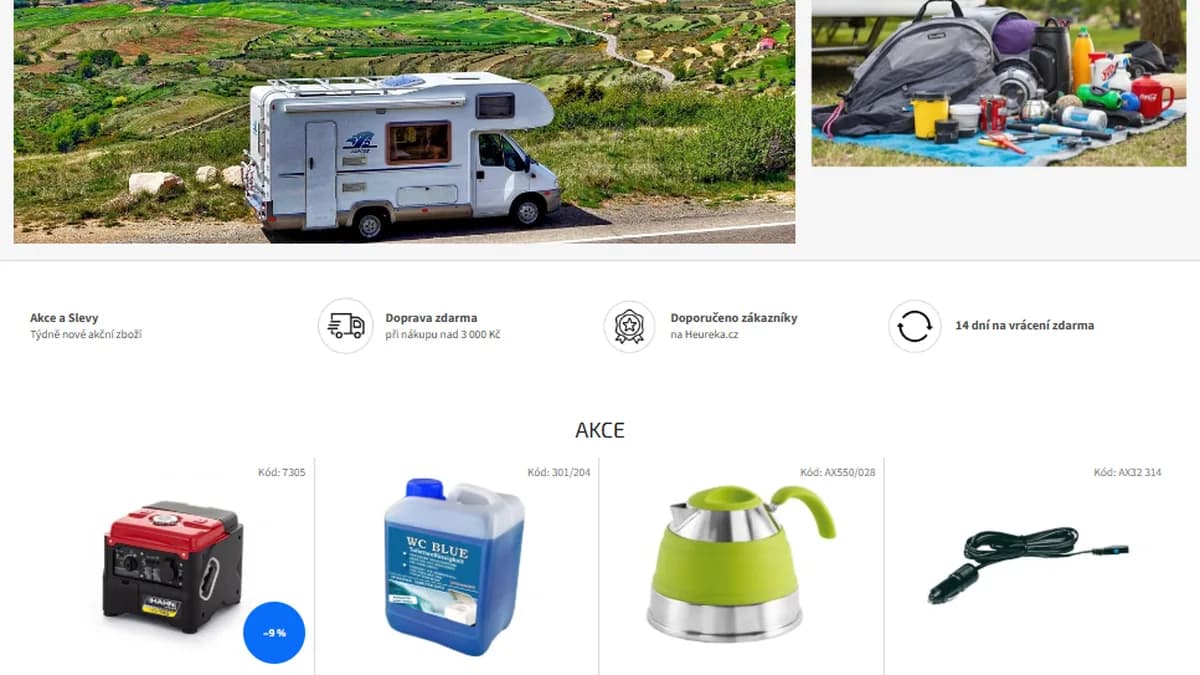 Zavedený e-shop s příslušenstvím pro karavany a kemping - fotografie 1 z 1